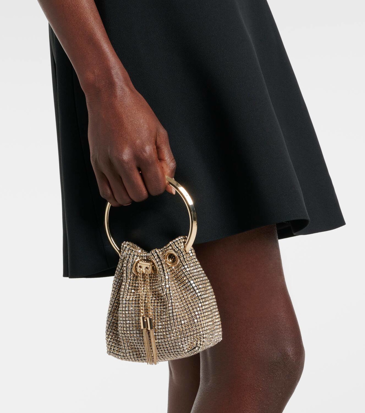 Jimmy Choo Bon Bon Mini crystal-embellished bucket bag Jimmy