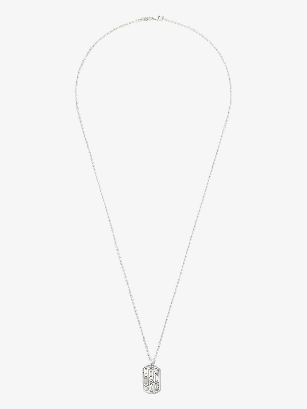 Suzanne Kalan 18K White Gold Diamond Tag Necklace