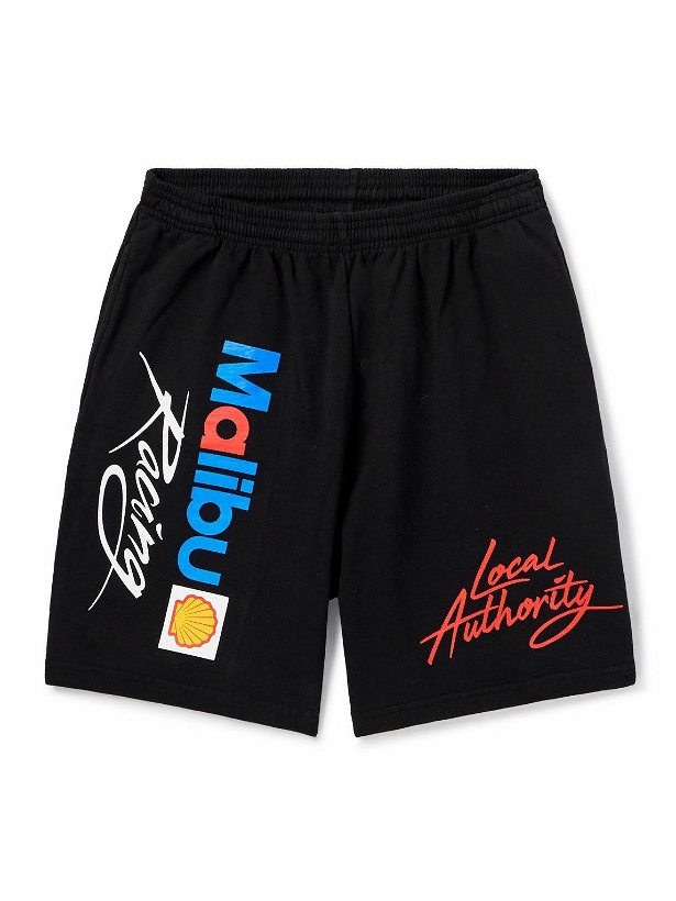 Photo: Local Authority LA - Malibu Racing Straight-Leg Printed Cotton-Jersey Shorts - Black