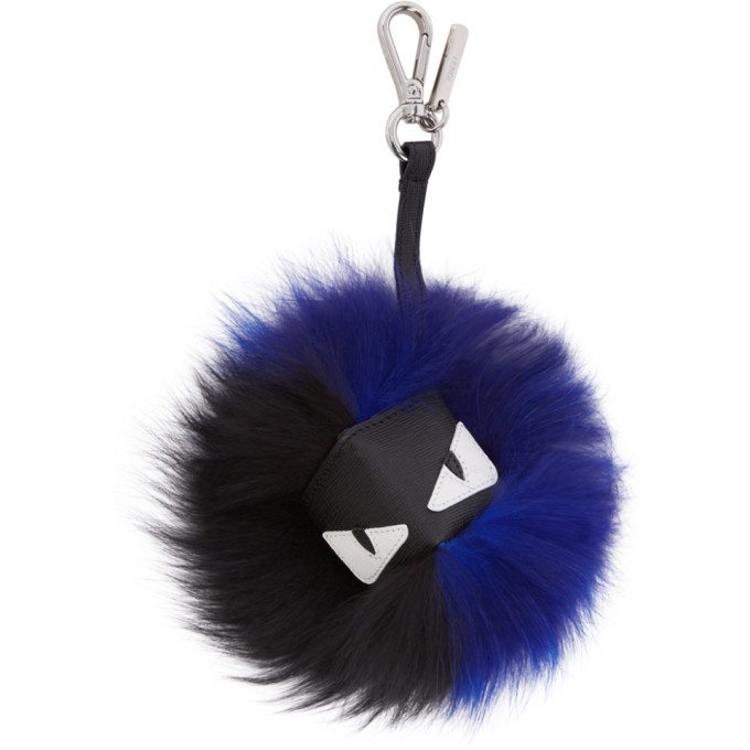 Photo: Fendi Black and Blue Fur Bag Bugs Keychain