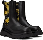 Versace Jeans Couture Black Printed Chelsea Boots