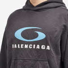 Balenciaga Men's Logo Hoodie in Washed Black/Blue