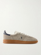 Polo Ralph Lauren - Bedford Logo-Embroidered Leather-Trimmed Suede Sneakers - Gray