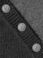Balmain - Colour-Block Button-Embellished Wool-Blend Sweater - Gray