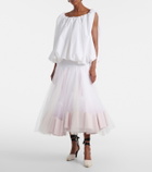 Jacquemus Mireio tulle-trimmed cotton poplin midi skirt