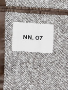 NN07 - Jordin 1087 Double-Breasted Recycled-Herringbone Suit Jacket - Brown