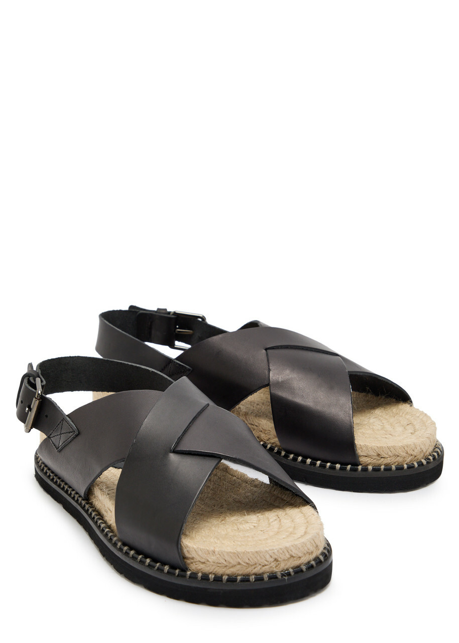 Castañer Tiago Leather Espadrille Sandals Black