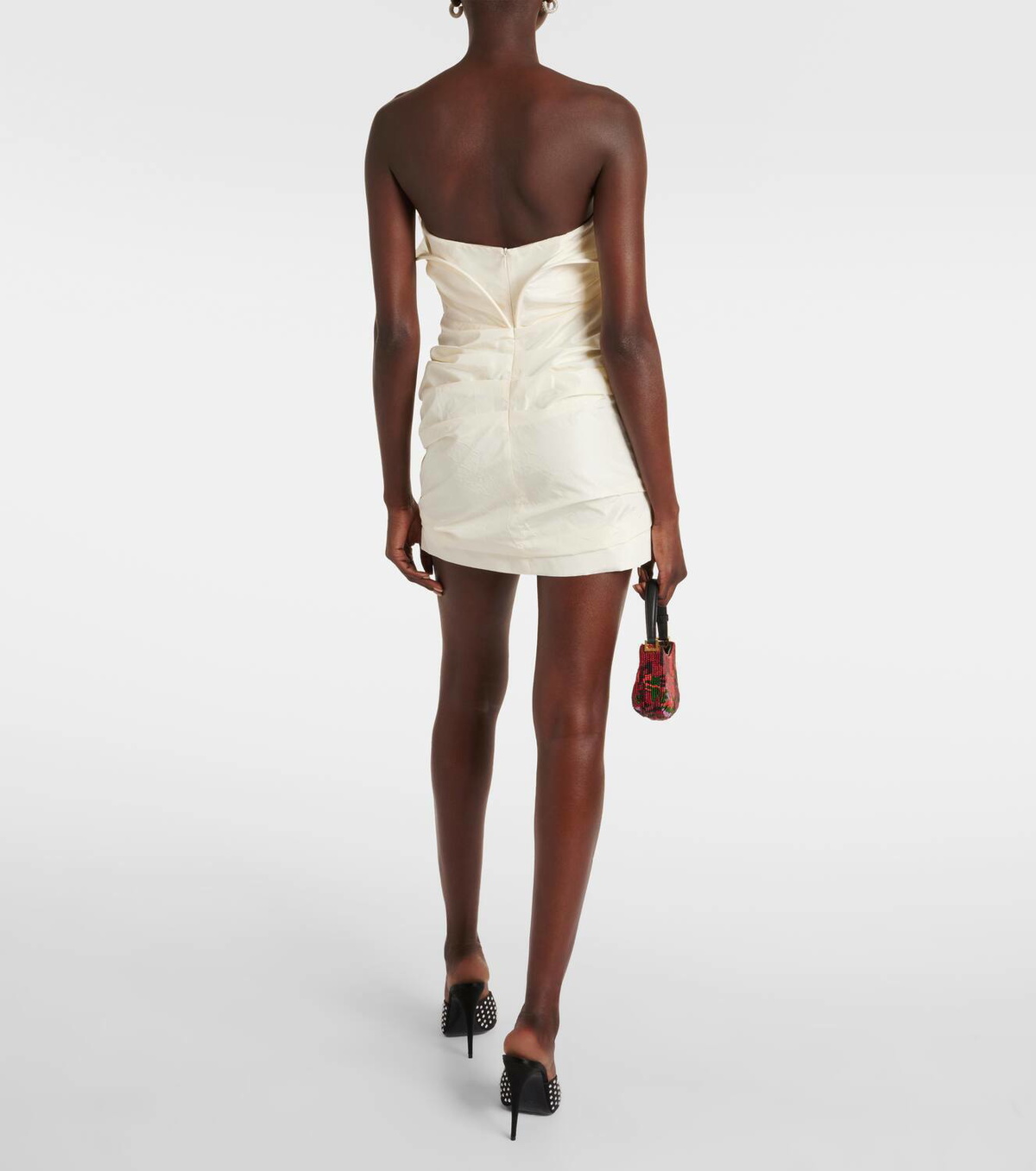 knee length dresses for ladies Sculptural Rose Mini Dress in Red
