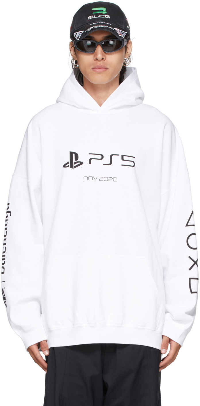 vi lejer suge Balenciaga White Sony Playstation Edition Boxy Hoodie Balenciaga
