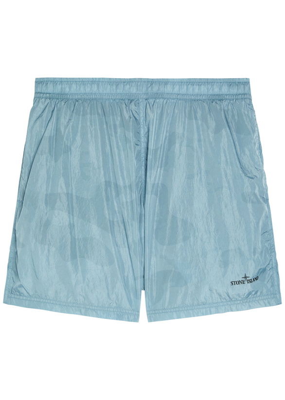 Photo: Stone Island Camo-print Nylon Swim Shorts Blue