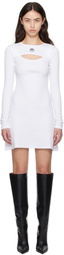 Marine Serre White Moon Logo Ribbed Jersey Minidress
