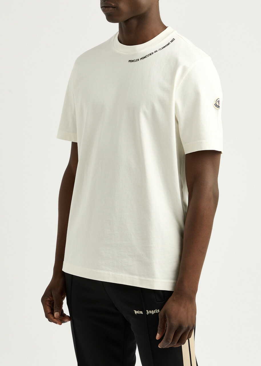 Moncler Logo Cotton T-shirt Cream