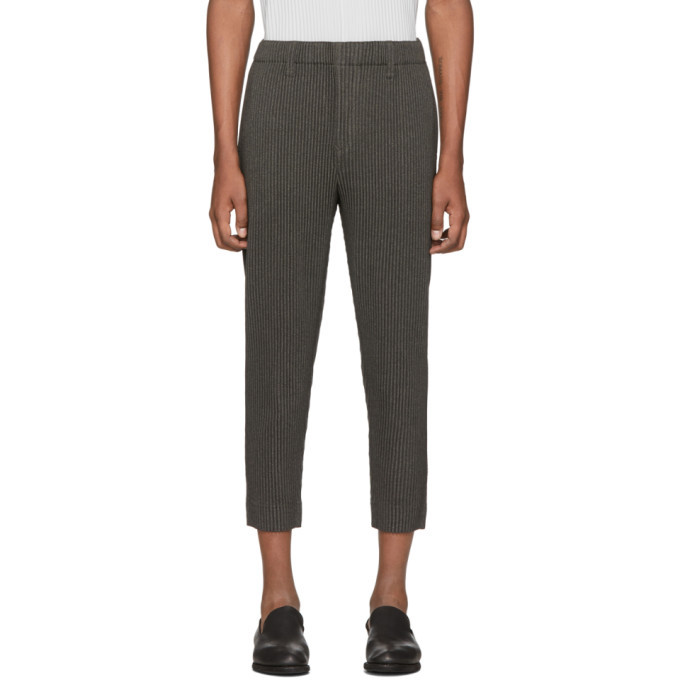 Homme Plisse Issey Miyake Grey Wool-Like Light Trousers Homme