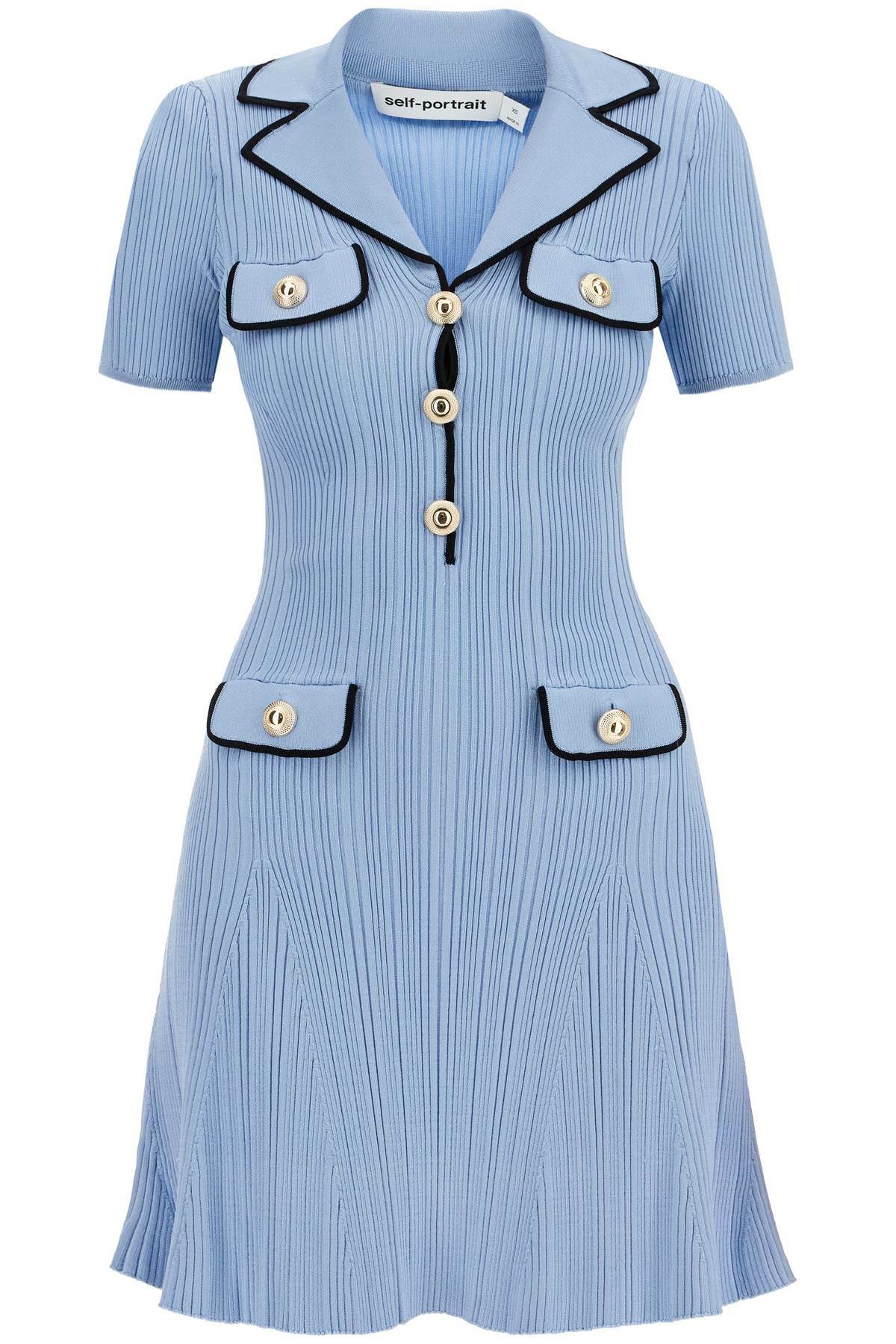 SELF PORTRAIT ribbed knit mini dress with eight Light blue Self-Portrait SELF PORTRAIT ribbed knit mini dress with eight Light blue Self-Portrait