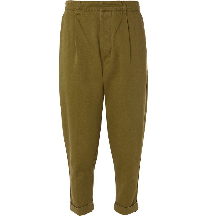 Photo: AMI - Pleated Cotton-Twill Chinos - Green