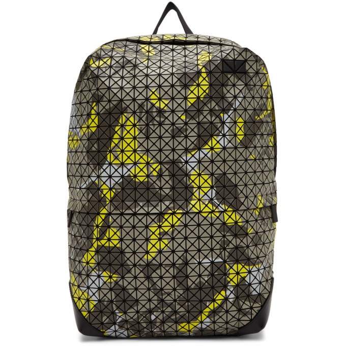 Photo: Bao Bao Issey Miyake Grey and Yellow Camouflage Kuro Liner Backpack