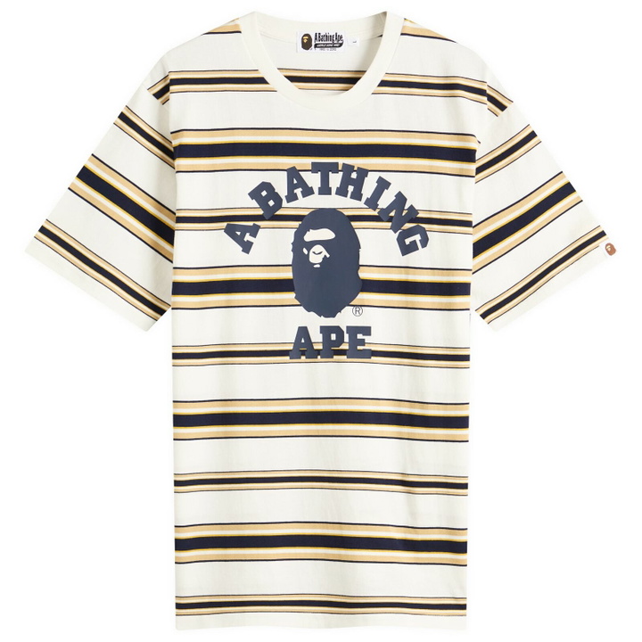 Photo: A Bathing Ape Men's College Stripe T-Shirt in White