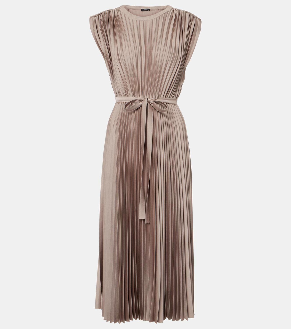 Joseph Volta belted plissé satin midi dress