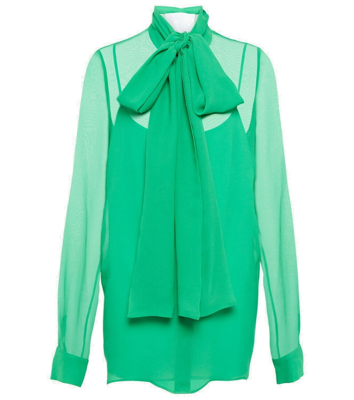 Photo: Costarellos Sloane tie-neck silk blouse