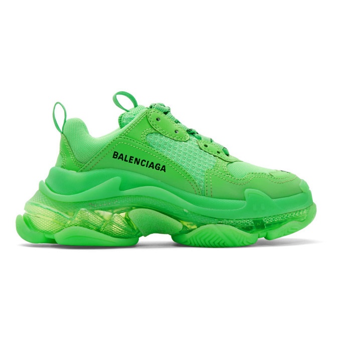 Photo: Balenciaga Green Triple S Clear Sole Sneakers