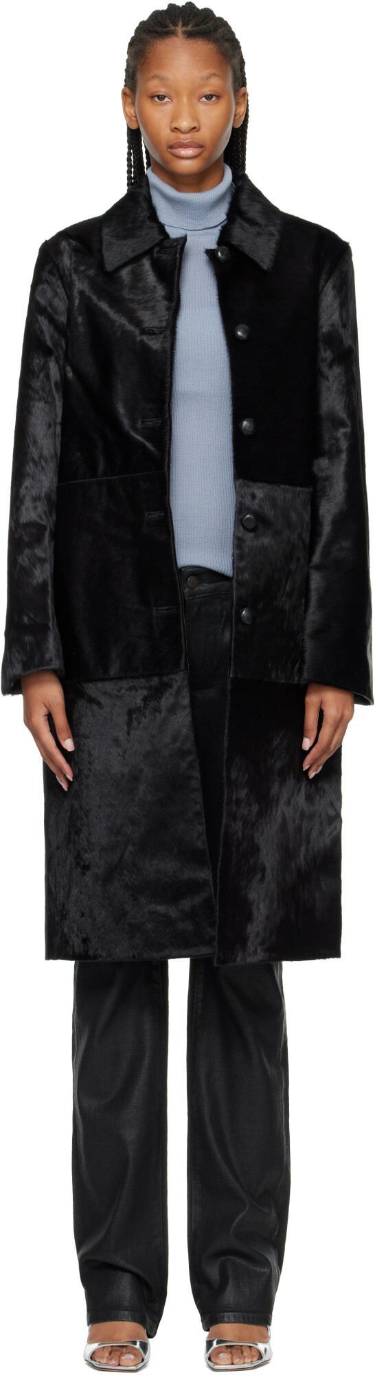 Róhe Black Pony Hair Coat