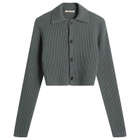 Auralee Women's Crop Knit Shirt Cardigan in Grey