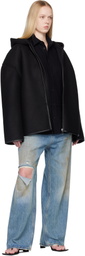 032c Black Neoprene Zip Up Hooded Jacket