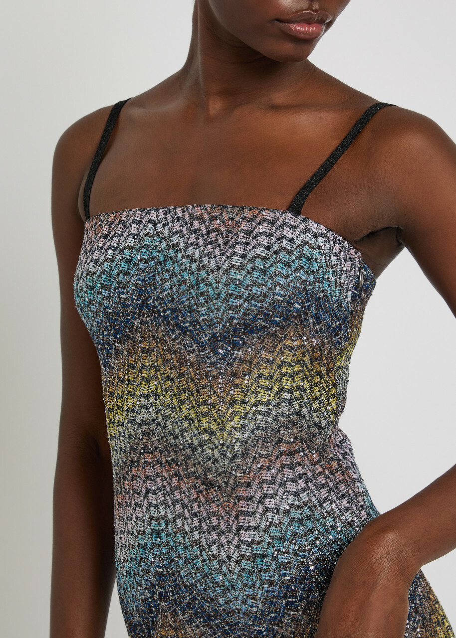 Missoni Zigzag Metallic-knit Mini Dress Multicoloured