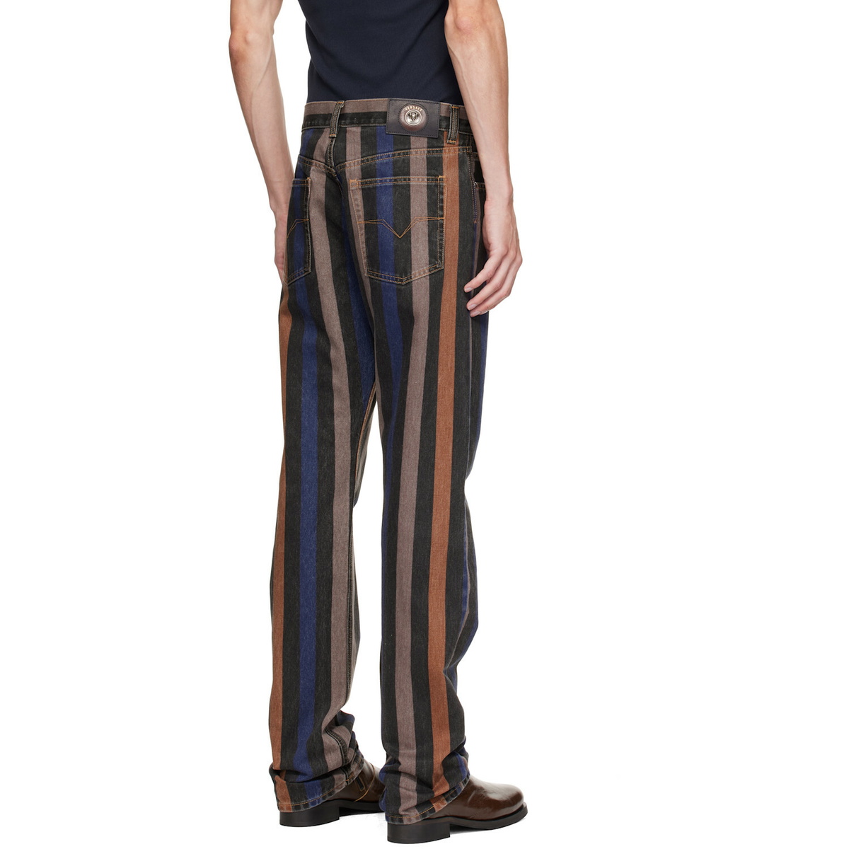Versace Multicolor Striped Straight Jeans