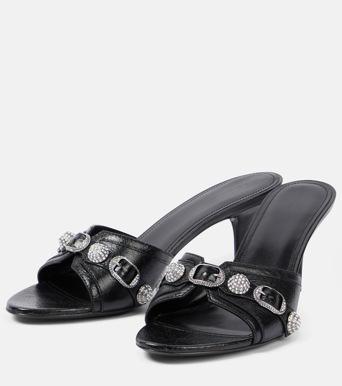 【送料&関税込】Balenciaga Cagole Leather Slides Balenciaga Cagole Studded Leather Slippers | Black | FARFETCH