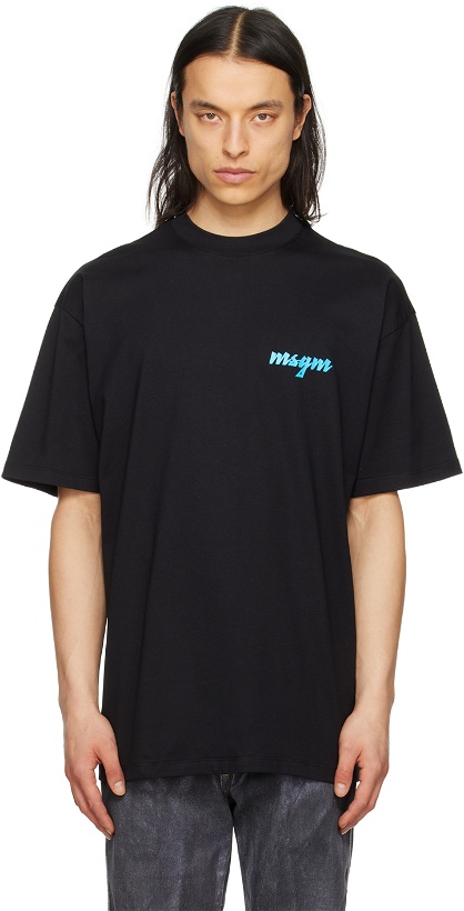 Photo: MSGM Black Cursive T-Shirt