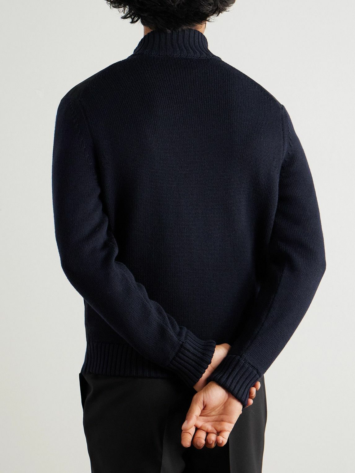 Incotex - Virgin Wool-Trimmed Suede Jacket - Blue