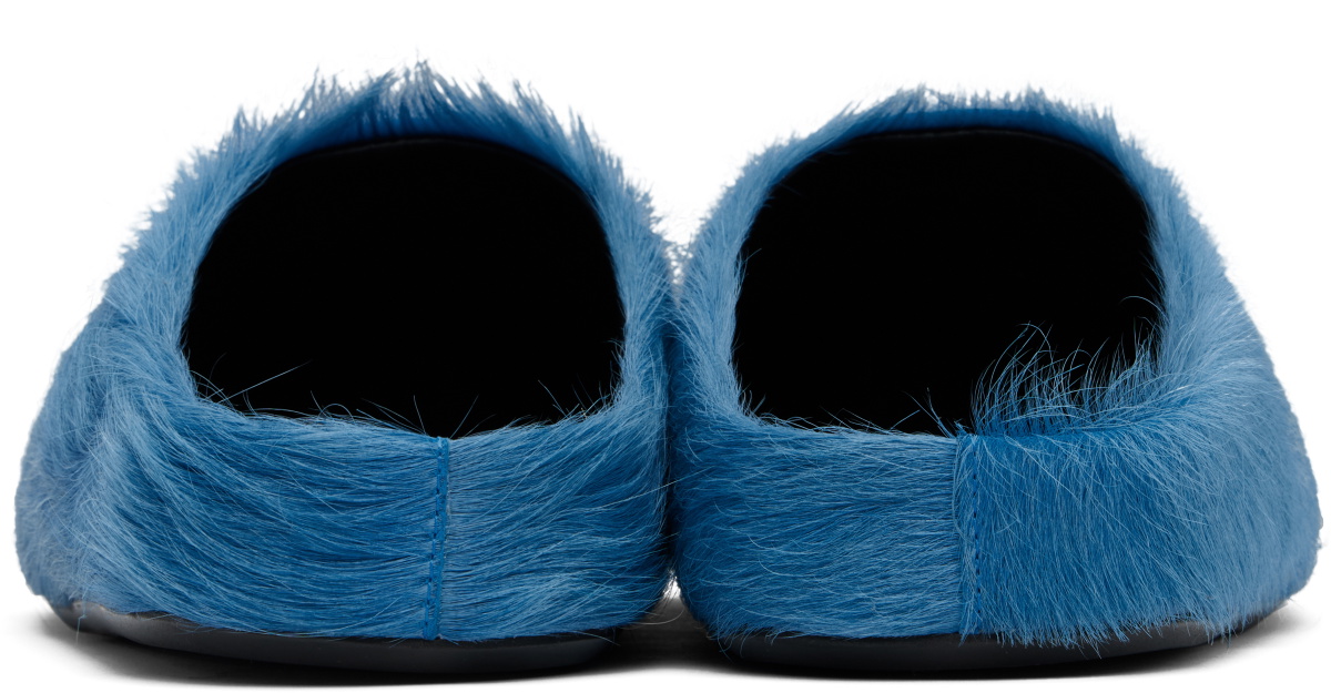 Marni Blue Long Hair Calfskin Fussbett Slip-on Loafers