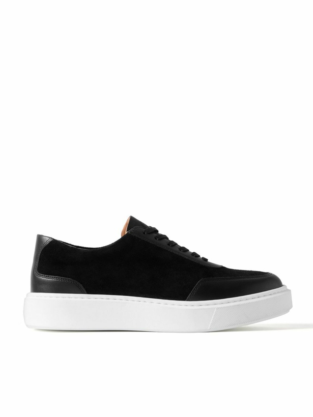 Photo: George Cleverley - The Ross Leather-Trimmed Suede Sneakers - Black