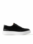 George Cleverley - The Ross Leather-Trimmed Suede Sneakers - Black