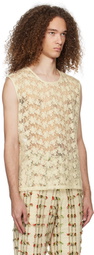 HARAGO Off-White Semi-Sheer Tank Top