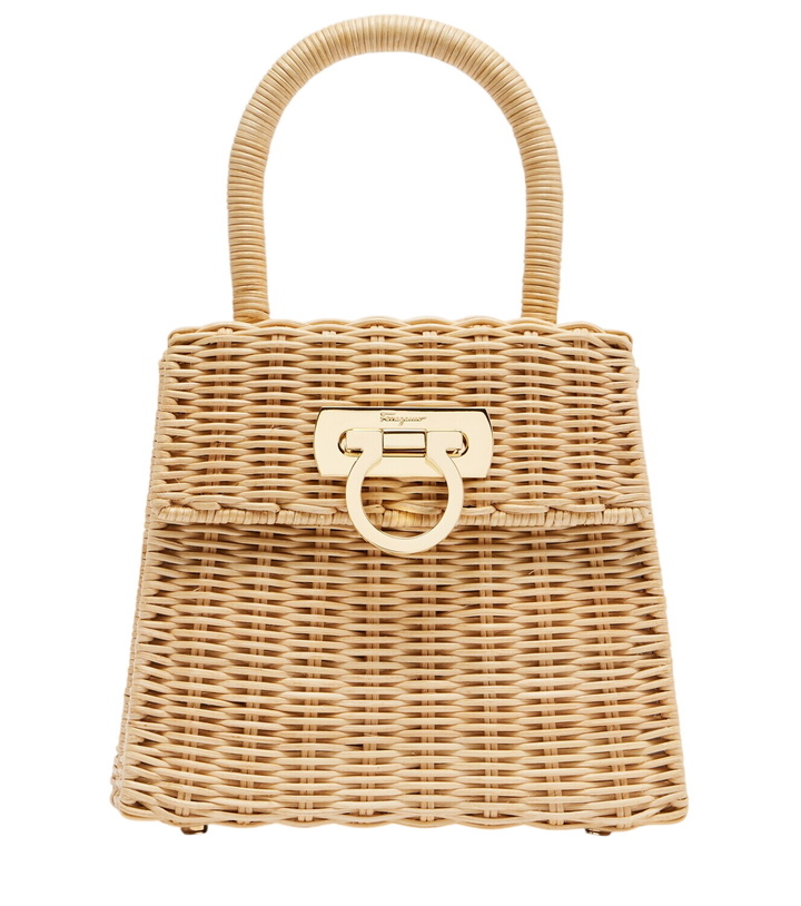 Photo: Ferragamo Small wicker top-handle bag