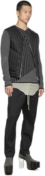 Rick Owens Black & Grey Wool V-Neck Sweater