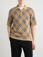 Burberry - Checked Cotton-Blend Polo Shirt - Neutrals
