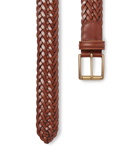 Anderson's - 3.5cm Brown Woven Leather Belt - Brown