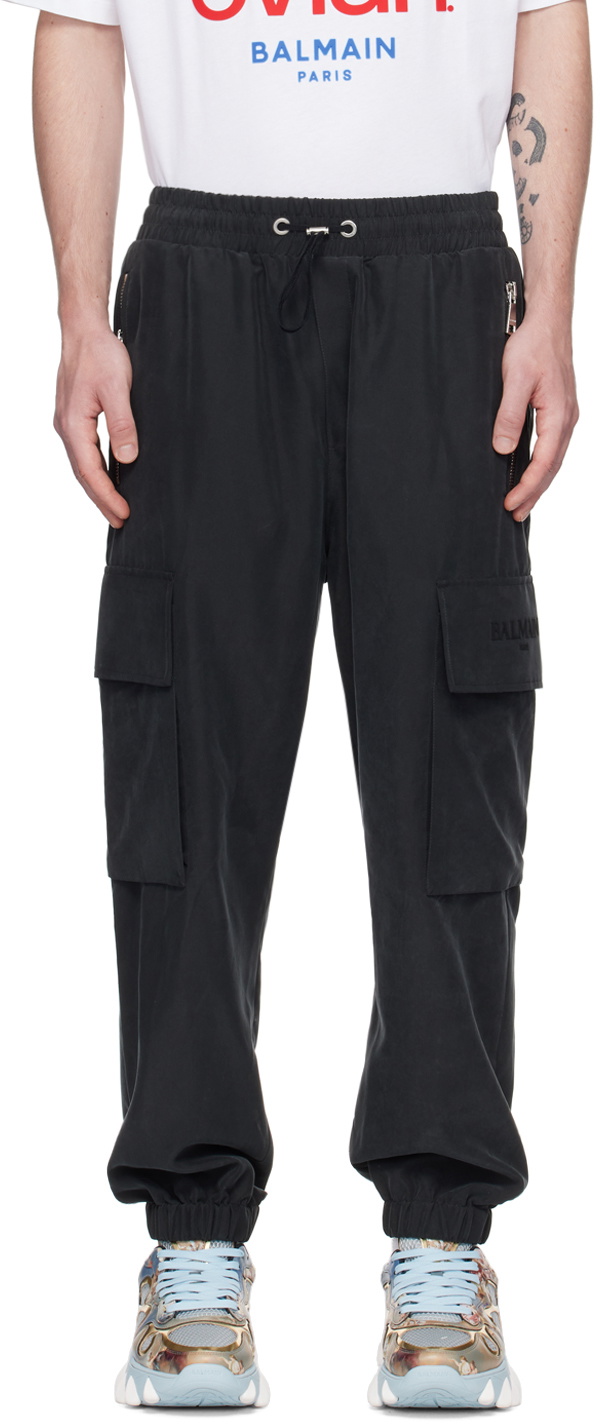 Balmain Black Bonded Cargo Pants Balmain