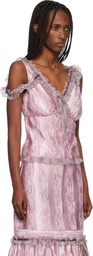 Anna Sui Pink Crushed Satin Bow Tank Top