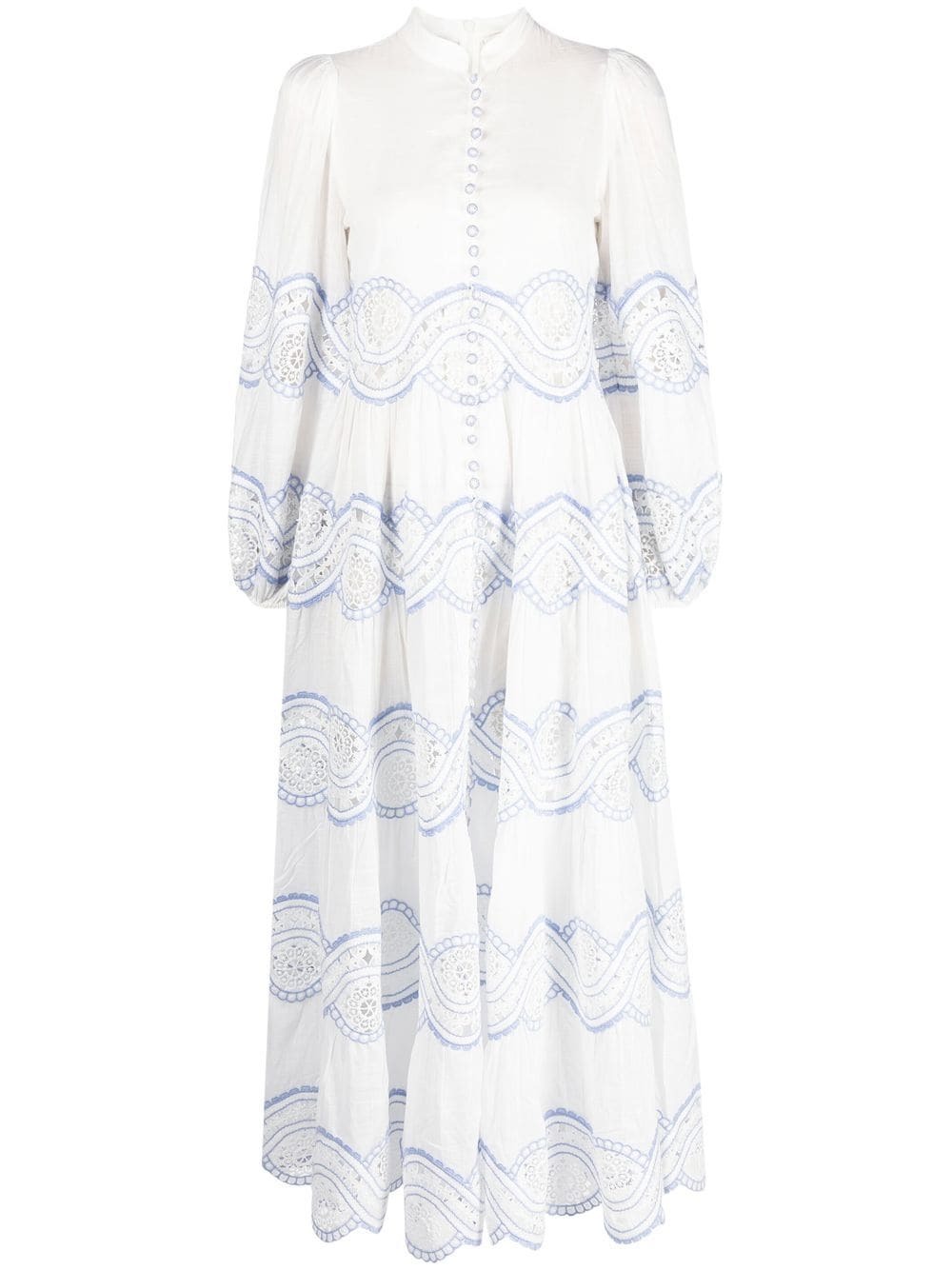 ZIMMERMANN Tiered Trimmed Linen Long Dress Zimmermann