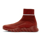 Fendi Red Tech Knit Forever Fendi High-Top Sneakers