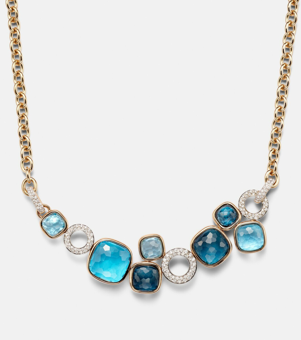 Pomellato Nudo 18kt white and rose gold necklace with topaz and diamonds