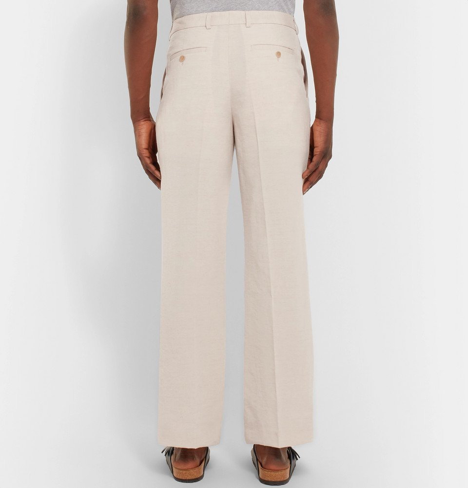 LINEN BLEND TROUSERS - Beige