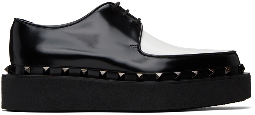 Valentino Garavani Black & White Rockstud M-Way Derbys