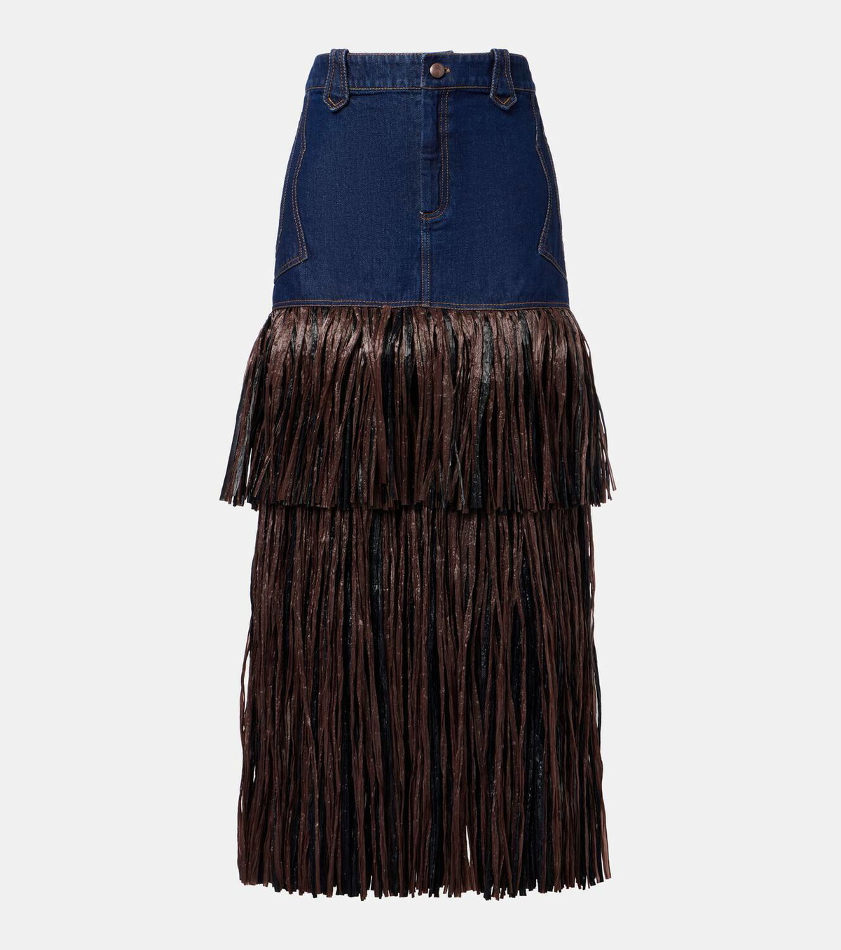 johanna ortiz denim dress Johanna Ortiz Fringed denim maxi dress Johanna Ortiz