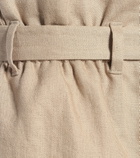 Agnona - Wide-leg linen-blend paperbag pants