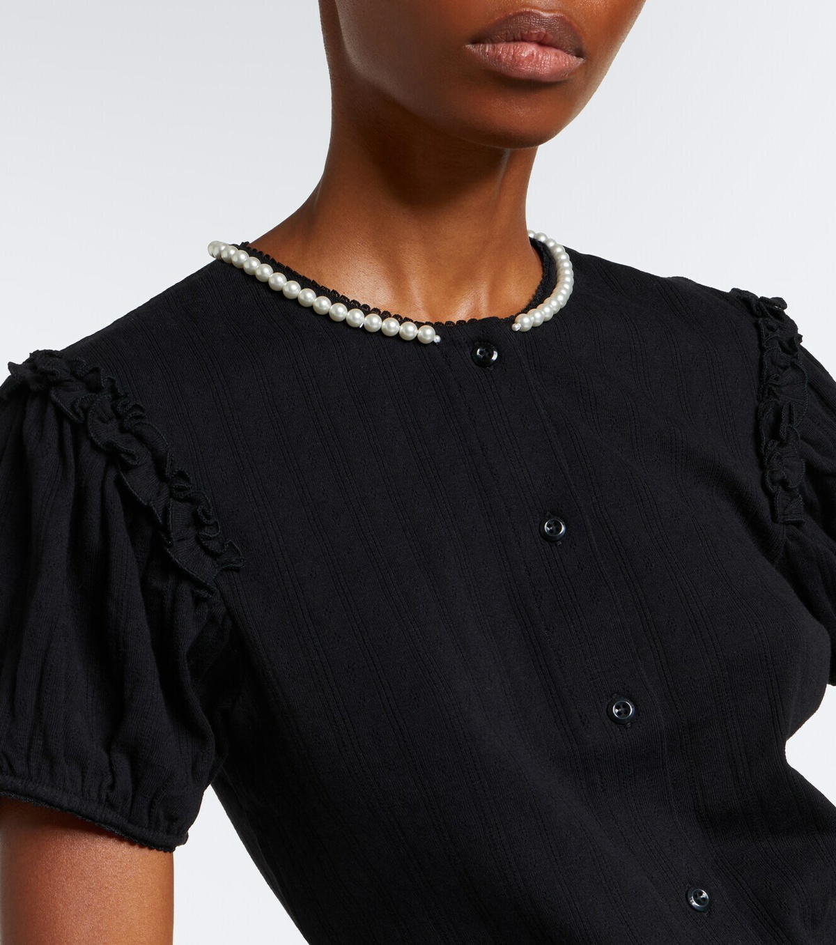 Simone Rocha Embellished pointelle cotton cardigan
